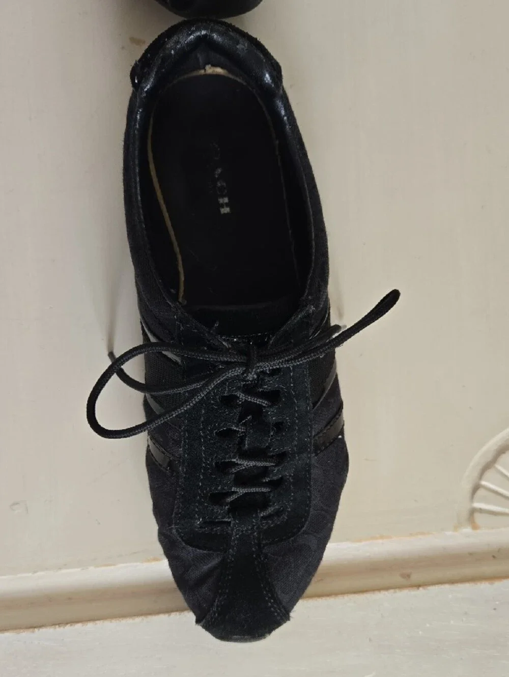 Coach Black Women's Low-Top Lace-Up Sneakers with Signature Jacquard